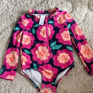 NWOT - Carters Floral Long Sleeve Kids Swimsuit - 2T